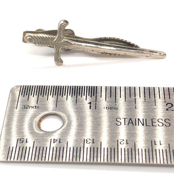 Vintage Tie Tac Sword Motif Silver - Picture 2 of 4